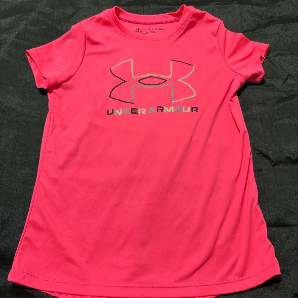 Under Armour Neon Pink Tee with Logo